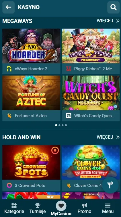 Coldbet kolekcja Megaways w lobby — Polska